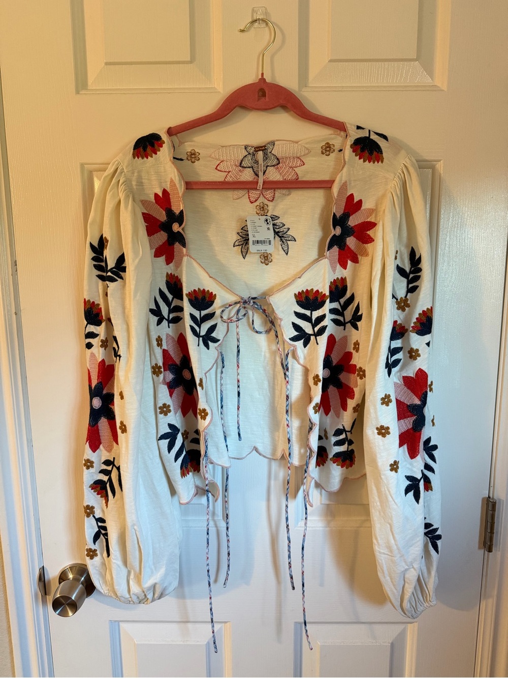 Free People Anise Embroidered long sleeve top